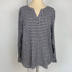 Talbots Blue and White Gingham long sleeve XL